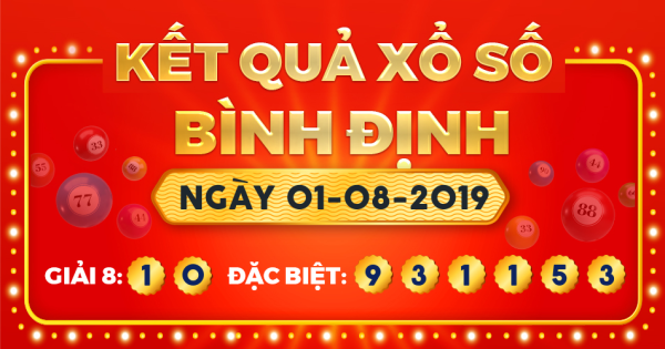 Kết quả xổ số Bình Định ngày 1/8/2019