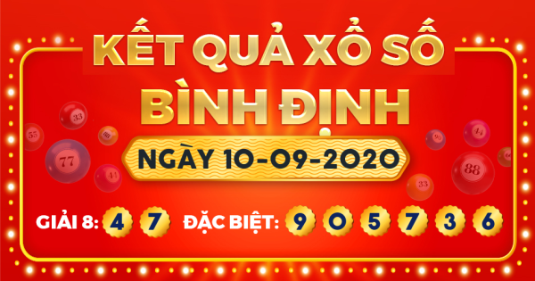 Kết quả xổ số Bình Định ngày 10/9/2020