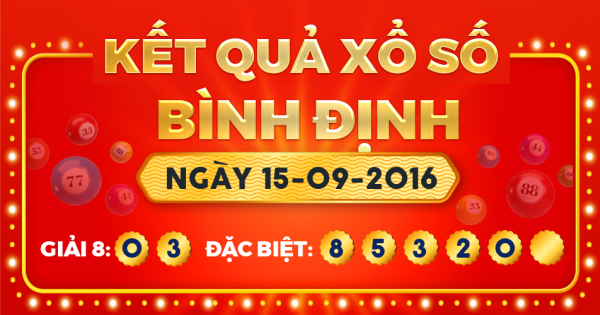 Kết quả xổ số Bình Định ngày 15/9/2016