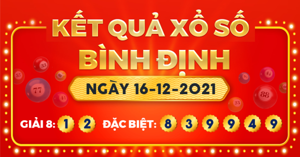Kết quả xổ số Bình Định ngày 16/12/2021