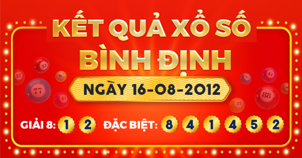 Kết quả xổ số Bình Định ngày 16/8/2012