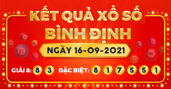 Kết quả xổ số Bình Định ngày 16/9/2021