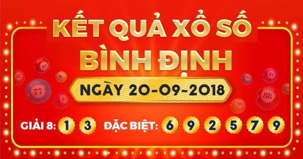 Kết quả xổ số Bình Định ngày 20/9/2018