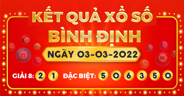 Kết quả xổ số Bình Định ngày 3/3/2022