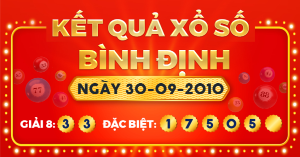 Kết quả xổ số Bình Định ngày 30/9/2010