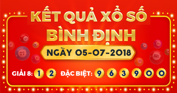 Kết quả xổ số Bình Định ngày 5/7/2018