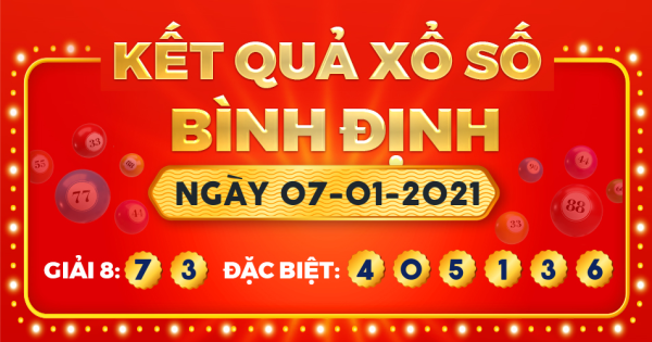 Kết quả xổ số Bình Định ngày 7/1/2021